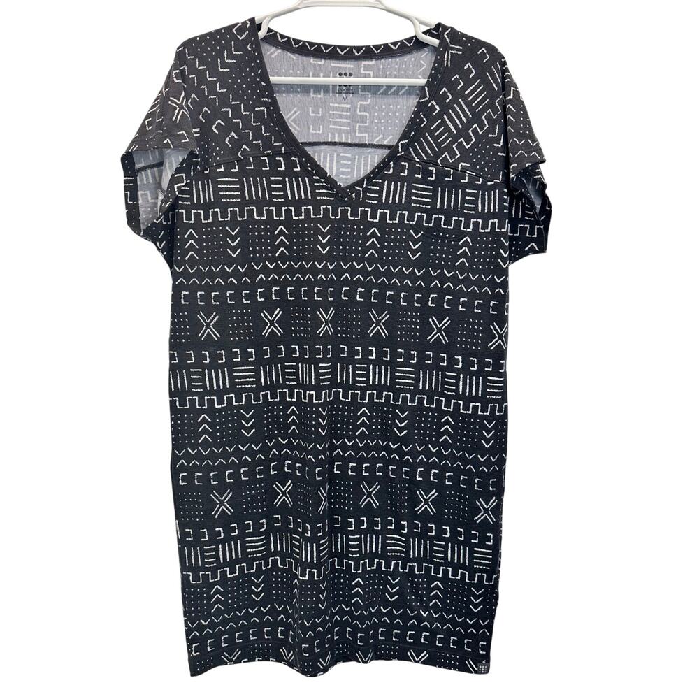 Title Nine Hiolani Dress Black White Short Sleeve T-Shirt Dress Med